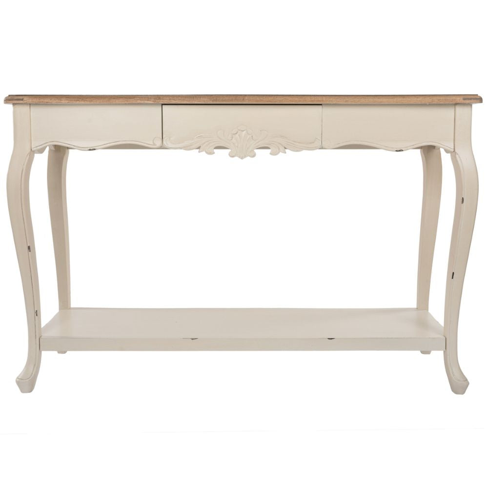 Romantischer Konsolentisch VERSAILLES 120cm antik-weiss braun