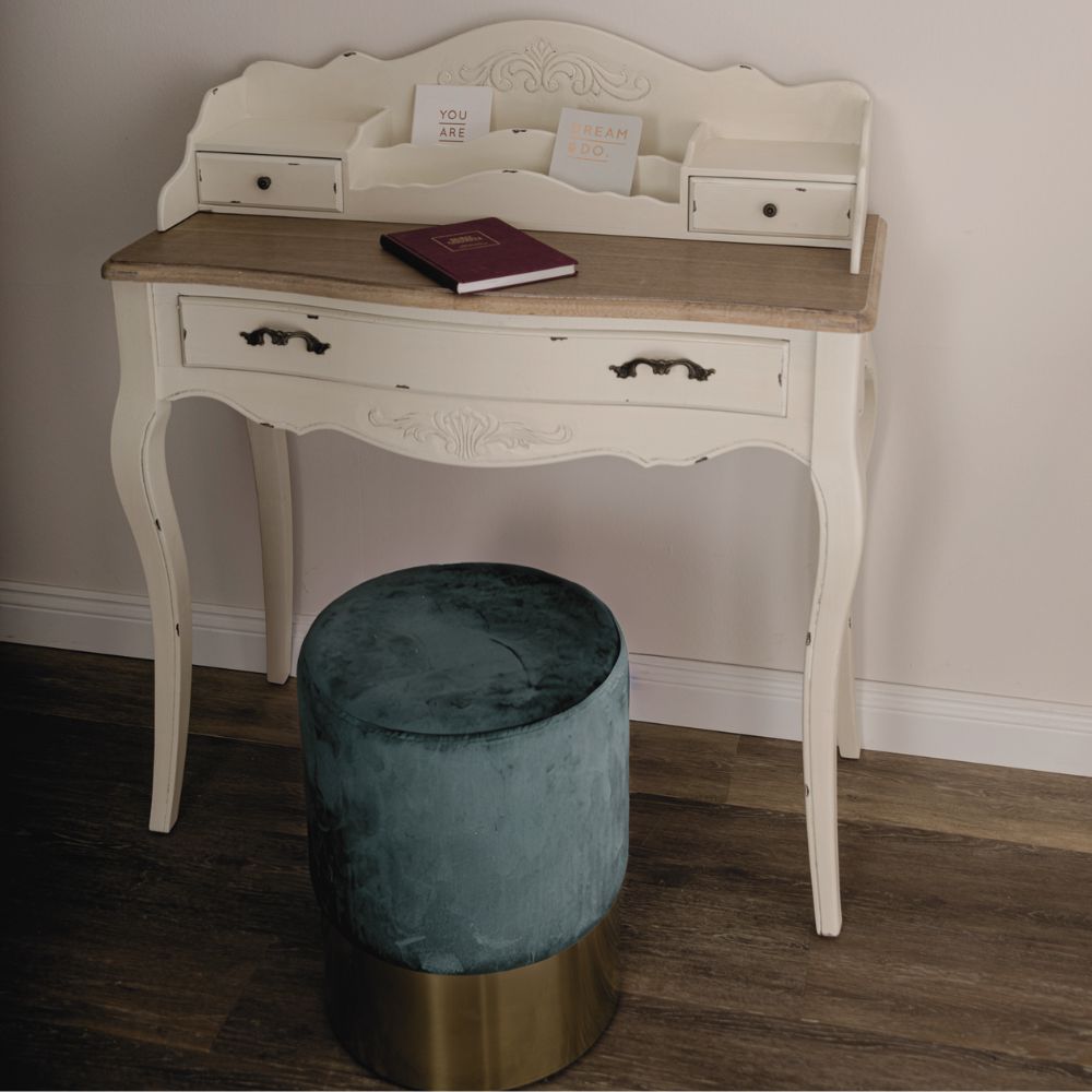 Romantischer Schreibtisch VERSAILLES 90cm antik-weiss Sekretär