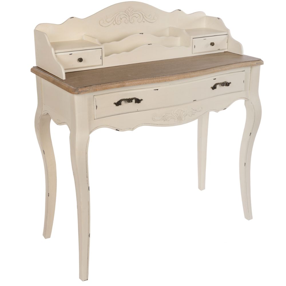Romantischer Schreibtisch VERSAILLES 90cm antik-weiss Sekretär