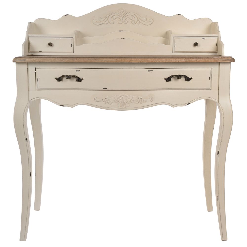 Romantischer Schreibtisch VERSAILLES 90cm antik-weiss Sekretär