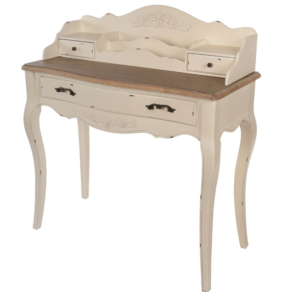 Romantischer Schreibtisch VERSAILLES 90cm antik-weiss Sekretär