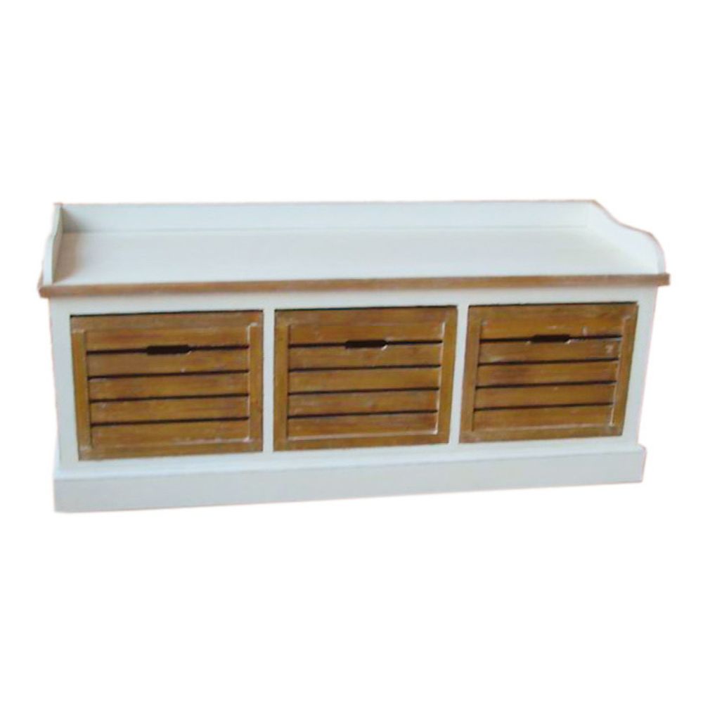 Landhaus Sitzbank JARDIN 120cm weiss braun mediterrane Bank