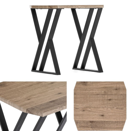 Moderner Beistelltisch TRAVERSO 40cm Industrie-Look taupe schwarz