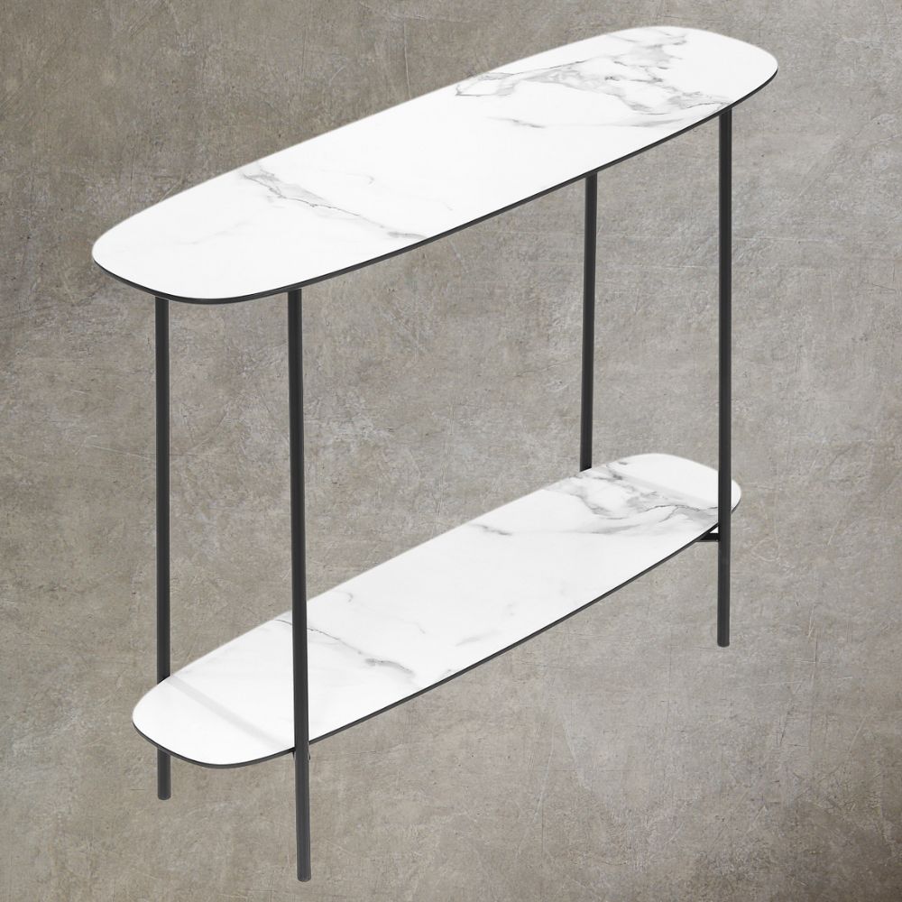 Moderne Design Konsole MARMOL 100cm weiss-schwarz Marmor-Optik
