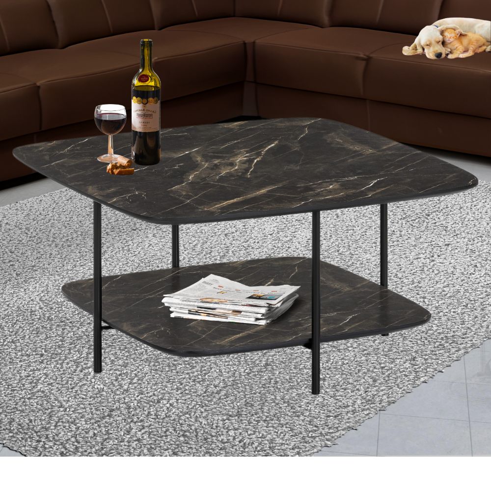 Design Couchtisch MARMOL 75cm schwarz moderne Marmor-Optik