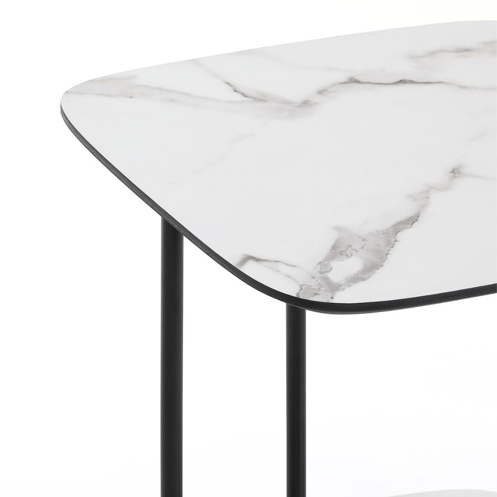 Design Beistelltisch MARMOL 55cm weiss-schwarze Marmor-Optik