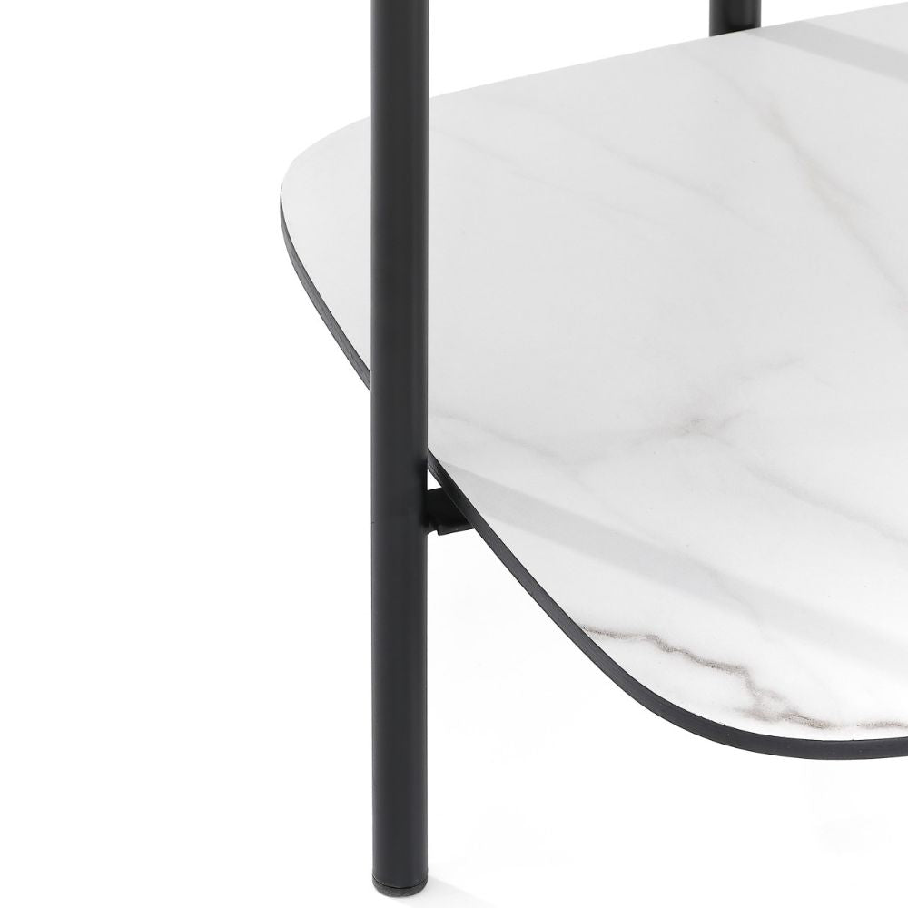 Design Beistelltisch MARMOL 55cm weiss-schwarze Marmor-Optik