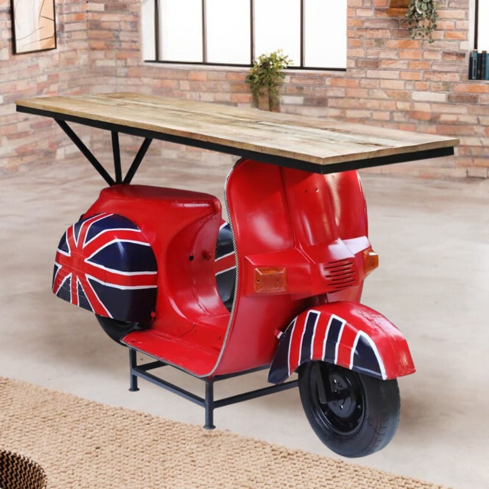 Retro-Tresen Theke SCOOTER 166cm rot Mangoholz