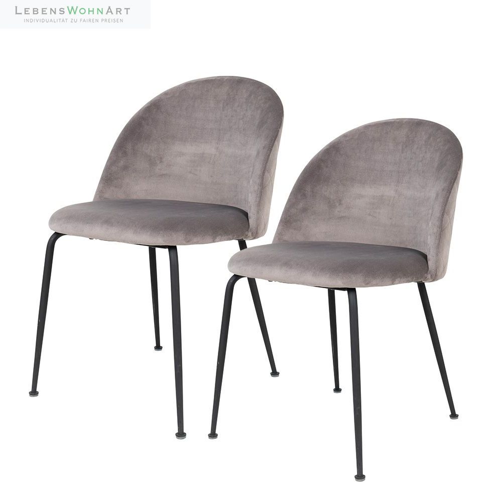 2er-Set - Eleganter Stuhl GENF grau Samt