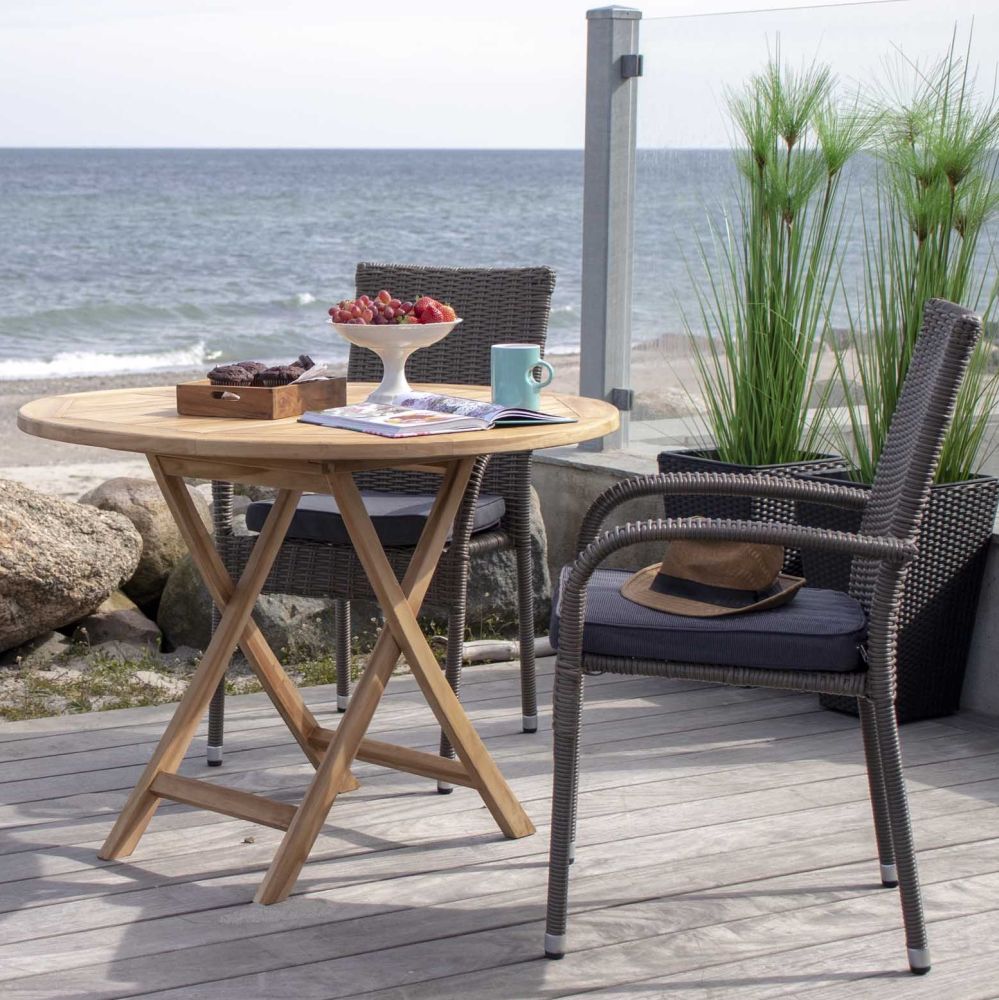 Teak Gartentisch KURSI klappbar ca. D100cm Esstisch