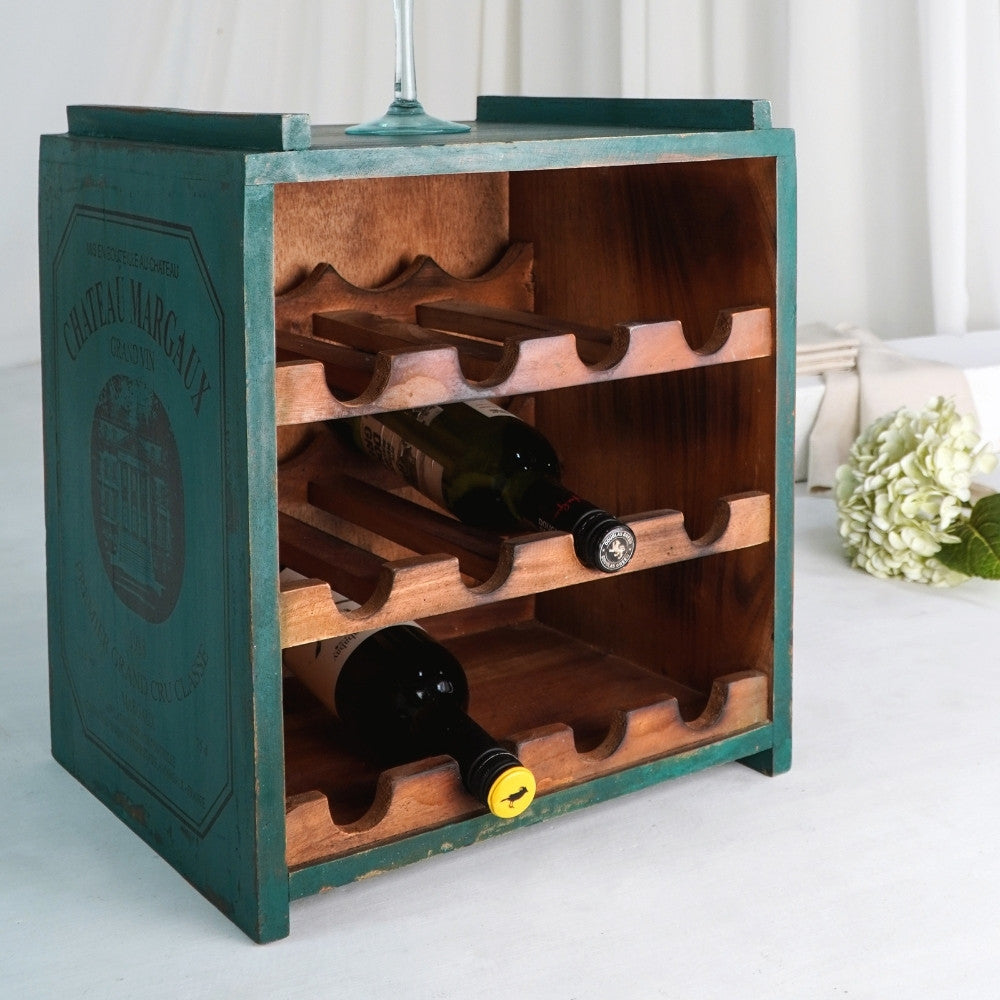 Flaschenbox SURAT Antique Green 40cm Mahagoni Shabby Weinregal