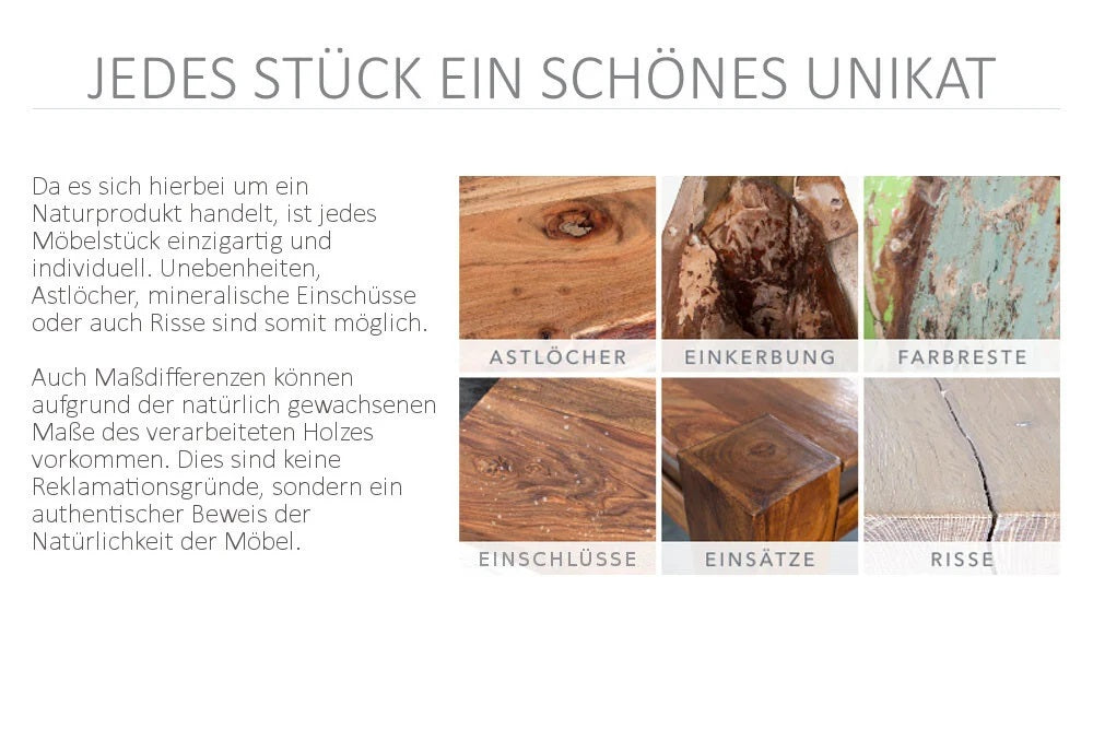 Couchtisch mit Schublade AMBA 100cm Mangoholz Metallbeine