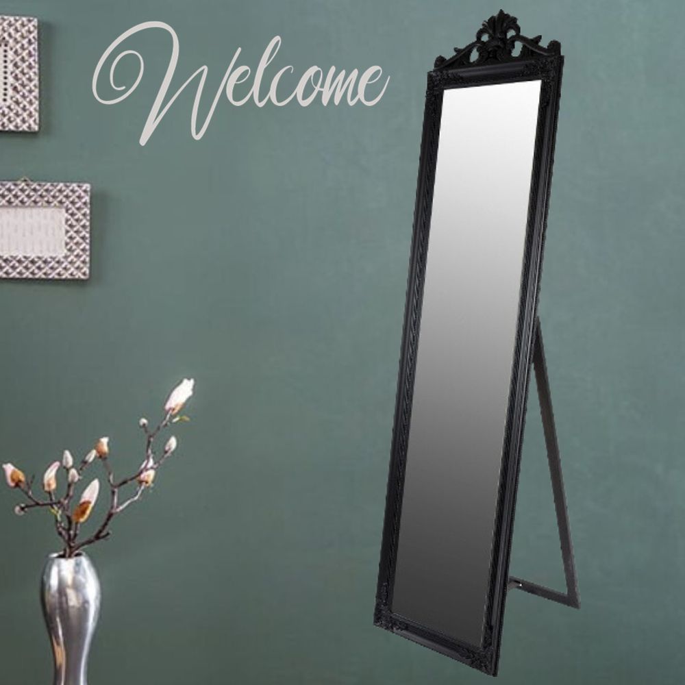Barock Standspiegel XENAS 180x45cm Schwarz