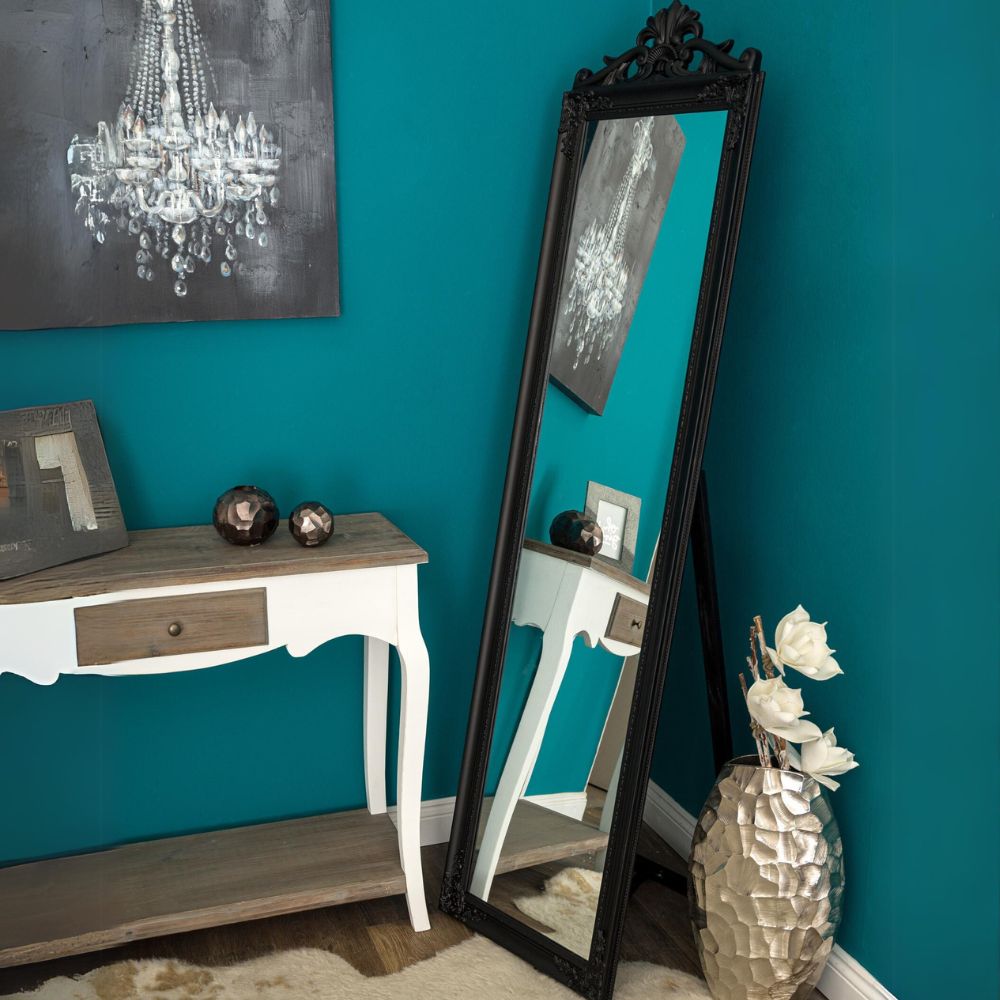 Barock Standspiegel XENAS 180x45cm Schwarz
