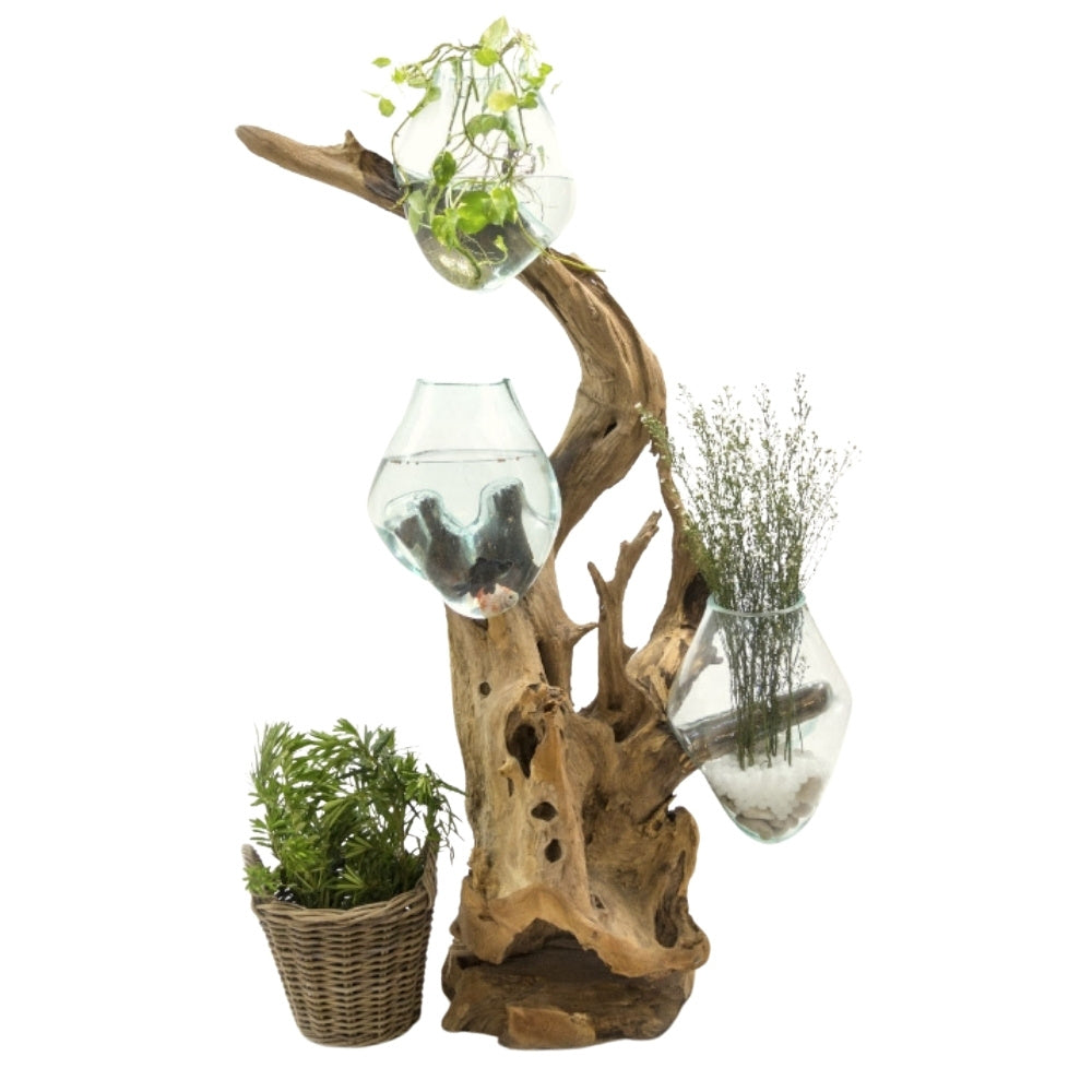 Einzigartiges Deko-Objekt DROP-TRIO ca. H100cm Teak Unikat
