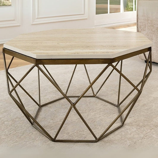 Exklusiver Couchtisch BIJOUX ca.70cm beige Travertin Handarbeit
