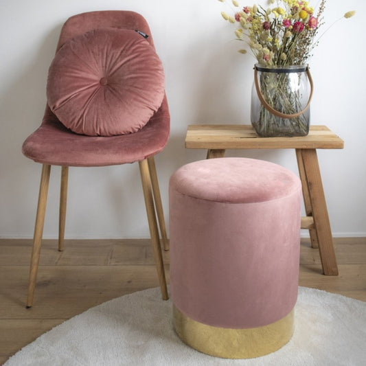 Eleganter Hocker CHANTAL 43cm rose Samt