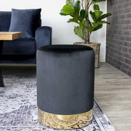 Eleganter Hocker CHANTAL 43cm schwarz Samt