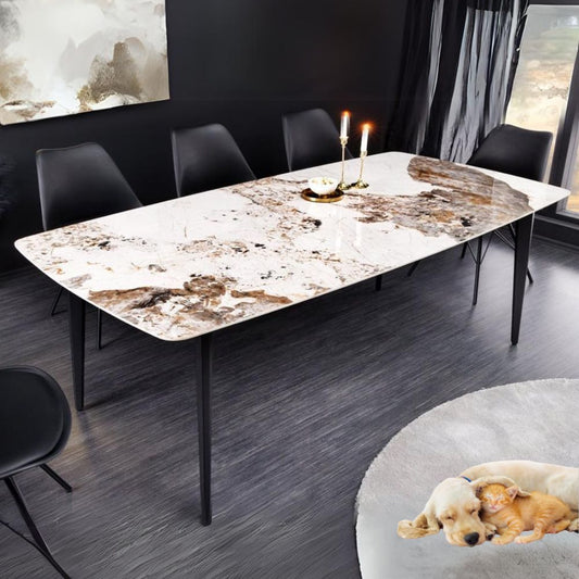 Eleganter Esstisch VENEZIA 180cm weiss Marmor-Optik Keramik