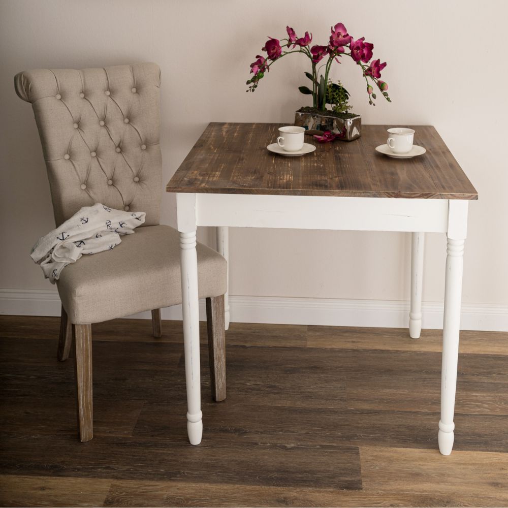 Landhaus Esstisch COUNTRY 80x80cm weiss-braun Küchentisch