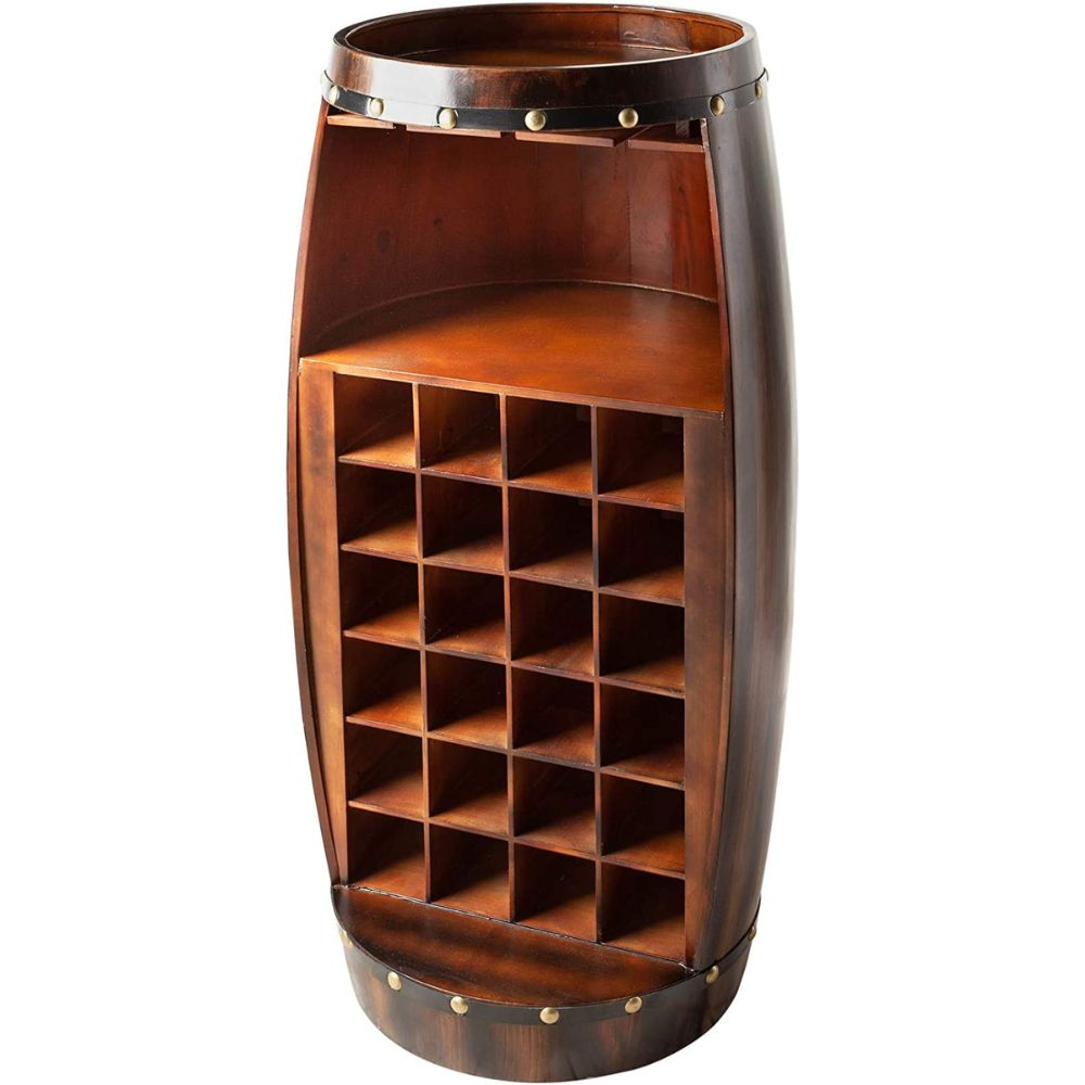 Flaschenregal BOTELLA 97cm braun Weinfass Pienienholz