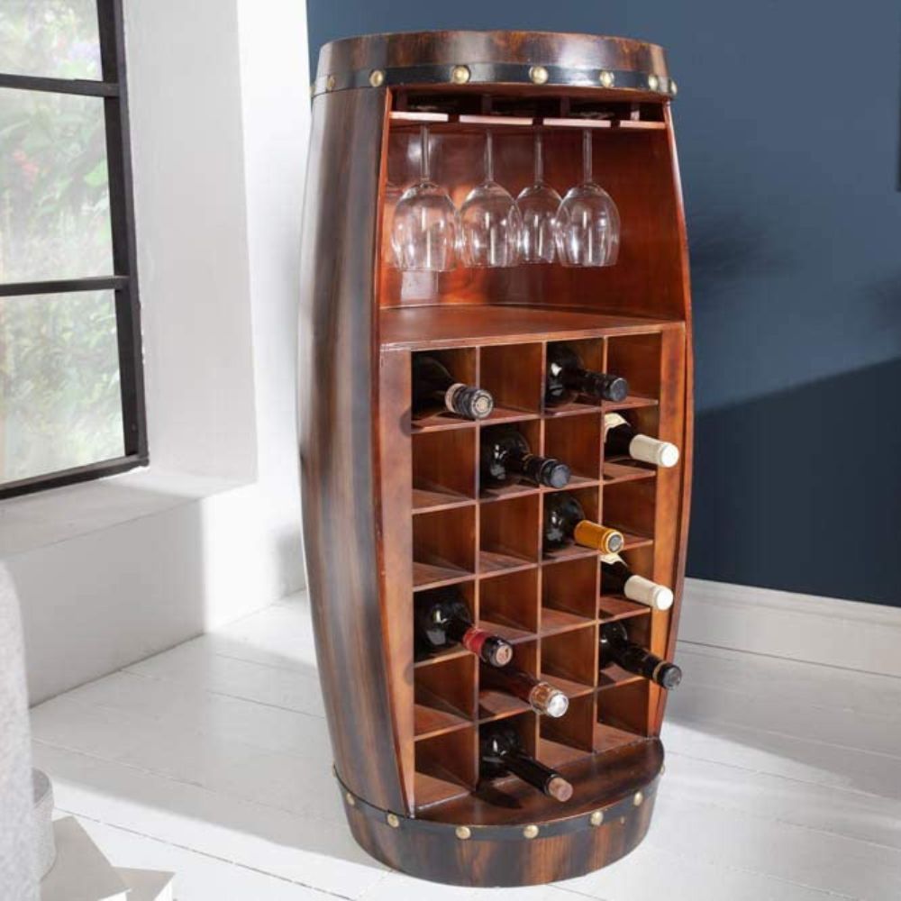 Flaschenregal BOTELLA 97cm braun Weinfass Pienienholz