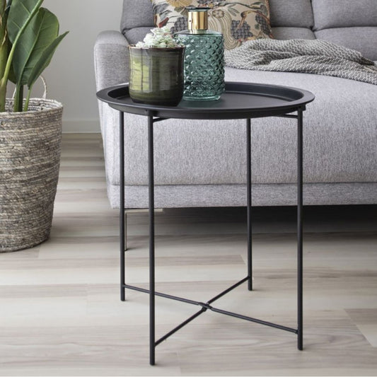 Design Beistelltisch BOSTON 48cm Tablett  schwarz Stahl