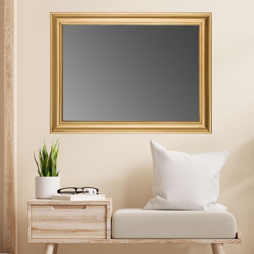Vintage Spiegel FONDA Gold-Antik 82x62cm Facettenschliff