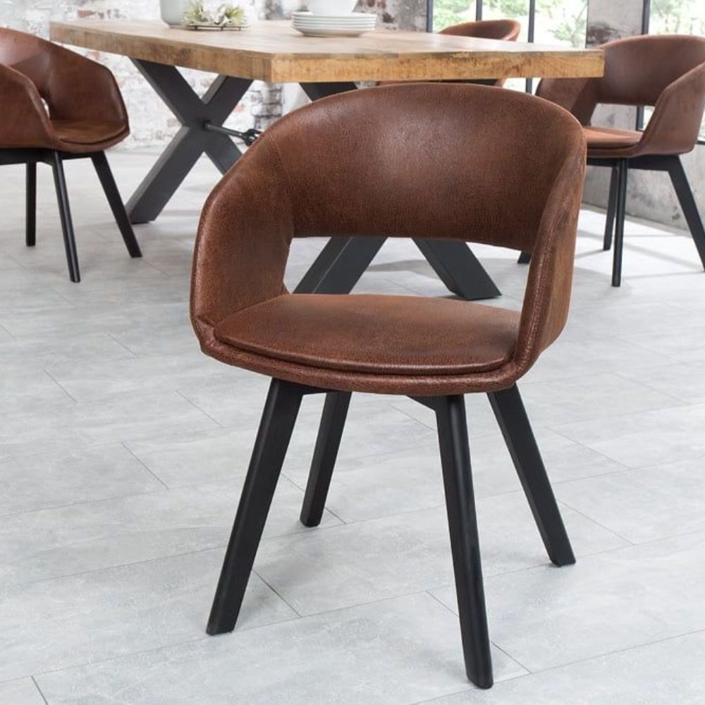 Design Stuhl DENMARK braun Mikrofaser schwarze Holzbeine