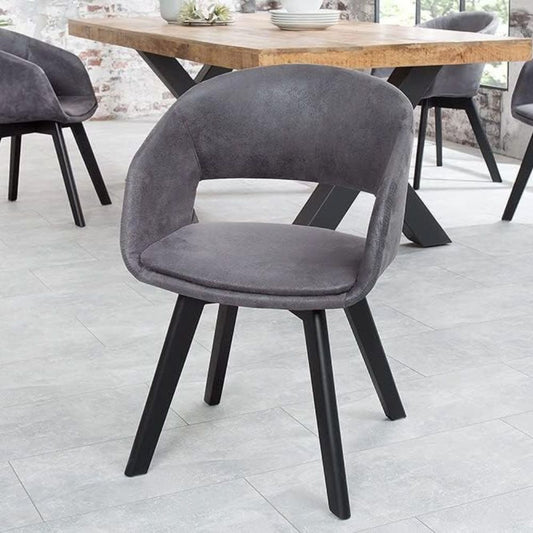 Design Stuhl DENMARK grau Mikrofaser schwarze Holzbeine