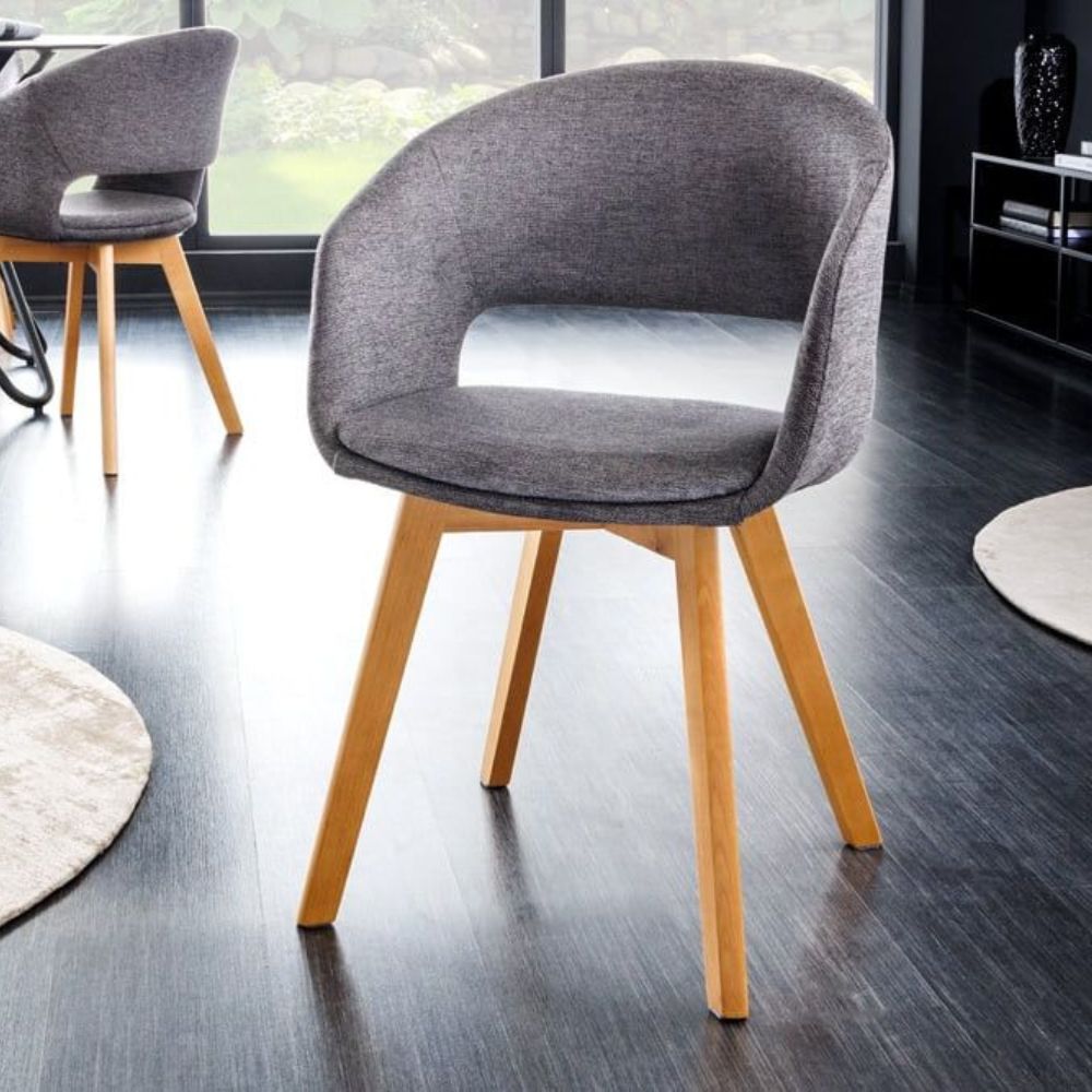 Design Stuhl DENMARK grau Eichoptik Holzbeine