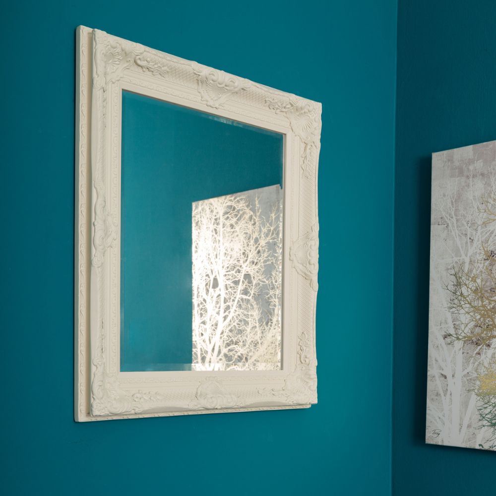 Barock Spiegel DORO antik-weiss 78x68cm Wandspiegel Holzrahmen