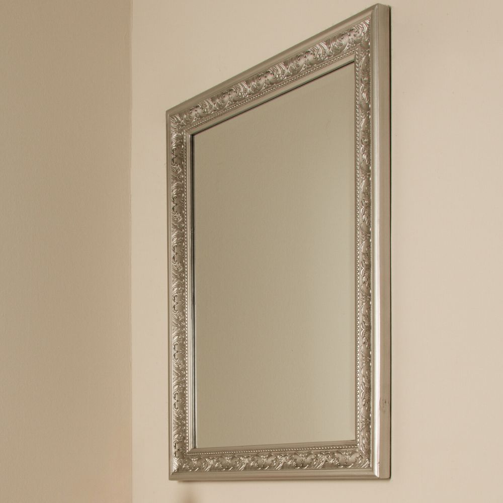 Traumhafter Spiegel FIORAL 82x62cm antik-silber Facette
