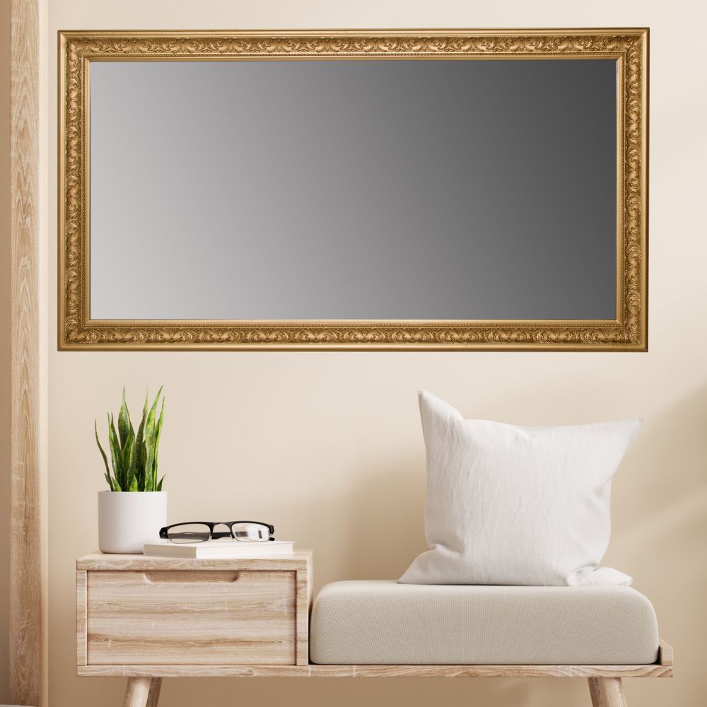 Traumhafter Spiegel FIORAL 132x72cm antik-gold Facette