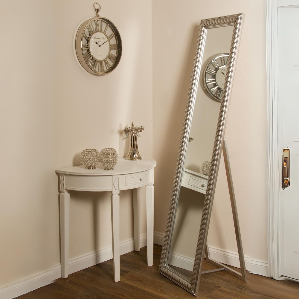 Traumhafter Standspiegel MIRA 180x45cm antik-silber Facette – LebensWohnArt