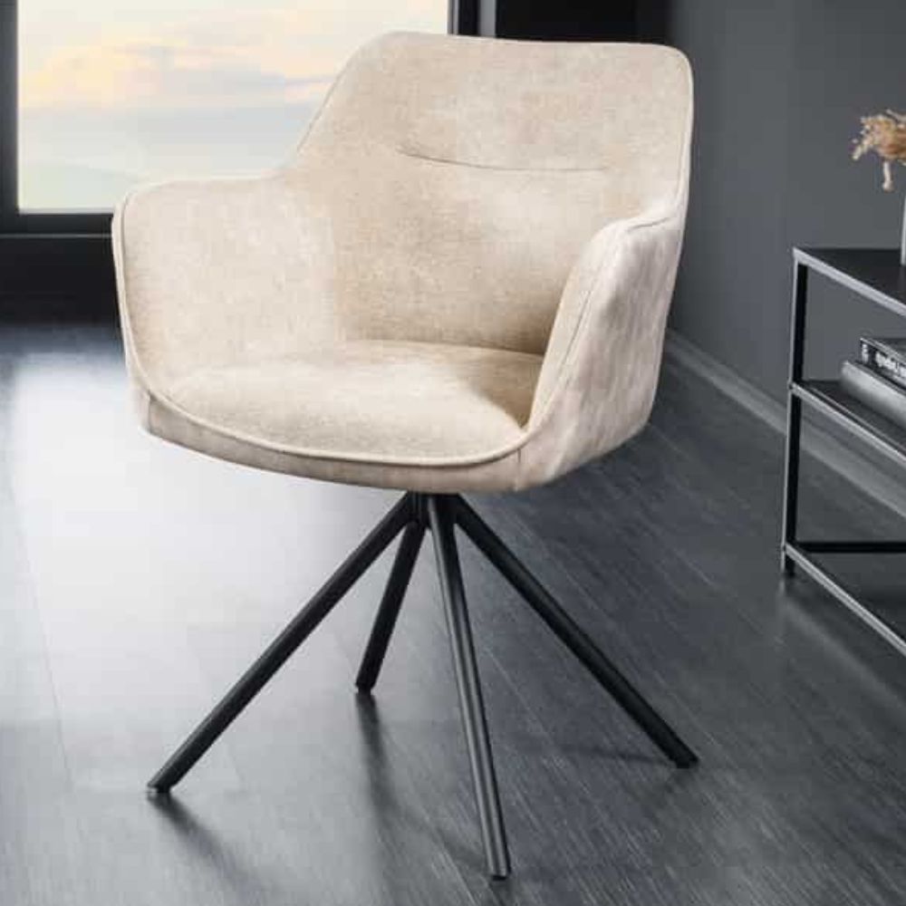 Eleganter Drehstuhl FLORENZ champagner Samt Strukturstoff