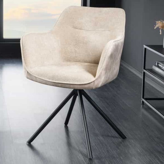 Eleganter Drehstuhl FLORENZ champagner Samt Strukturstoff