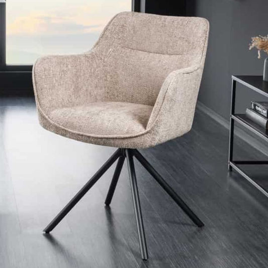 Eleganter Drehstuhl FLORENZ champagner beige Strukturstoff