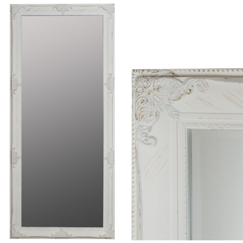 Stilvoller Spiegel GRANDE 162x72cm antik-weiss Barockstil Facette