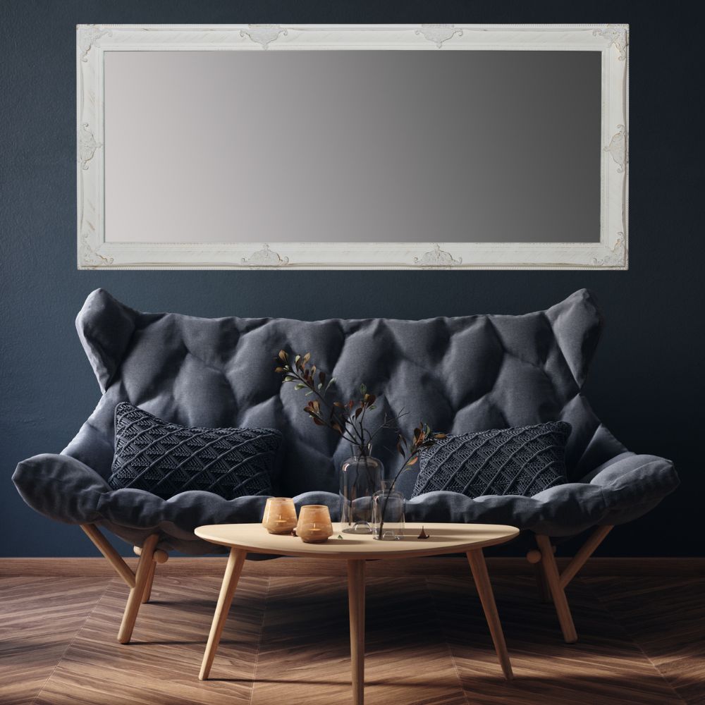 Stilvoller Spiegel GRANDE 162x72cm antik-weiss Barockstil Facette