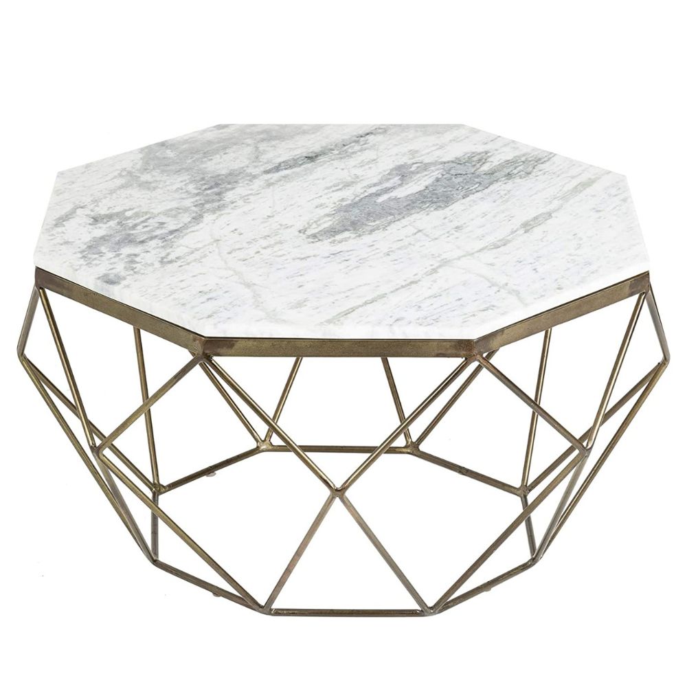 Exklusiver Couchtisch BIJOUX ca.70cm weiss Marmor