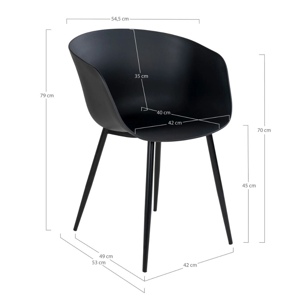2er Set Design Stuhl DAVOS schwarz Schalensitz Indoor Outdoor