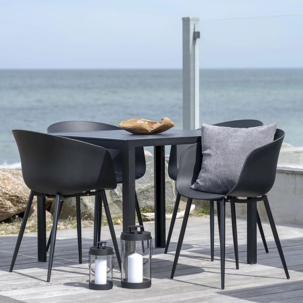 2er Set Design Stuhl DAVOS schwarz Schalensitz Indoor Outdoor