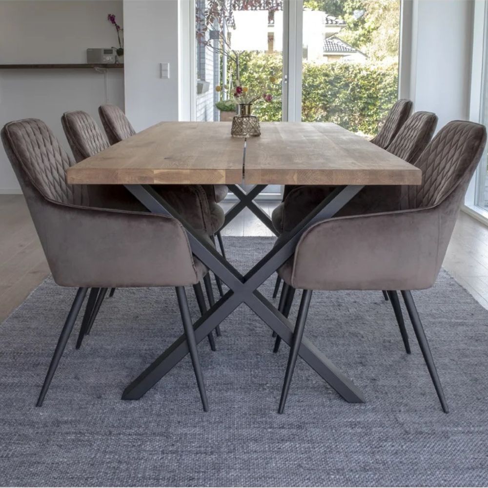 2er Set - Eleganter Stuhl BORA mushroom Samt