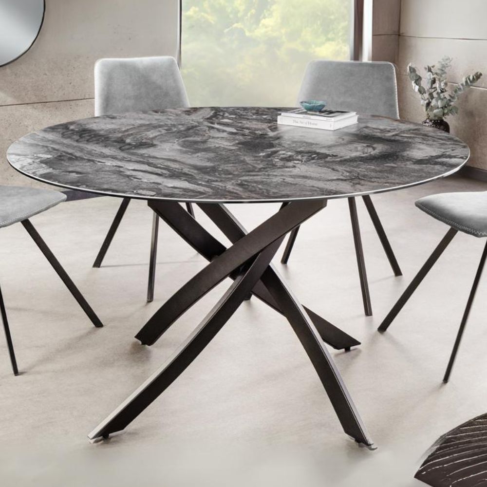 Design Esstisch AMICA 120cm taupe Marmor-Optik Keramik