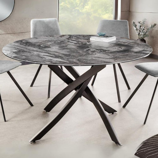 Design Esstisch AMICA 120cm taupe Marmor-Optik Keramik