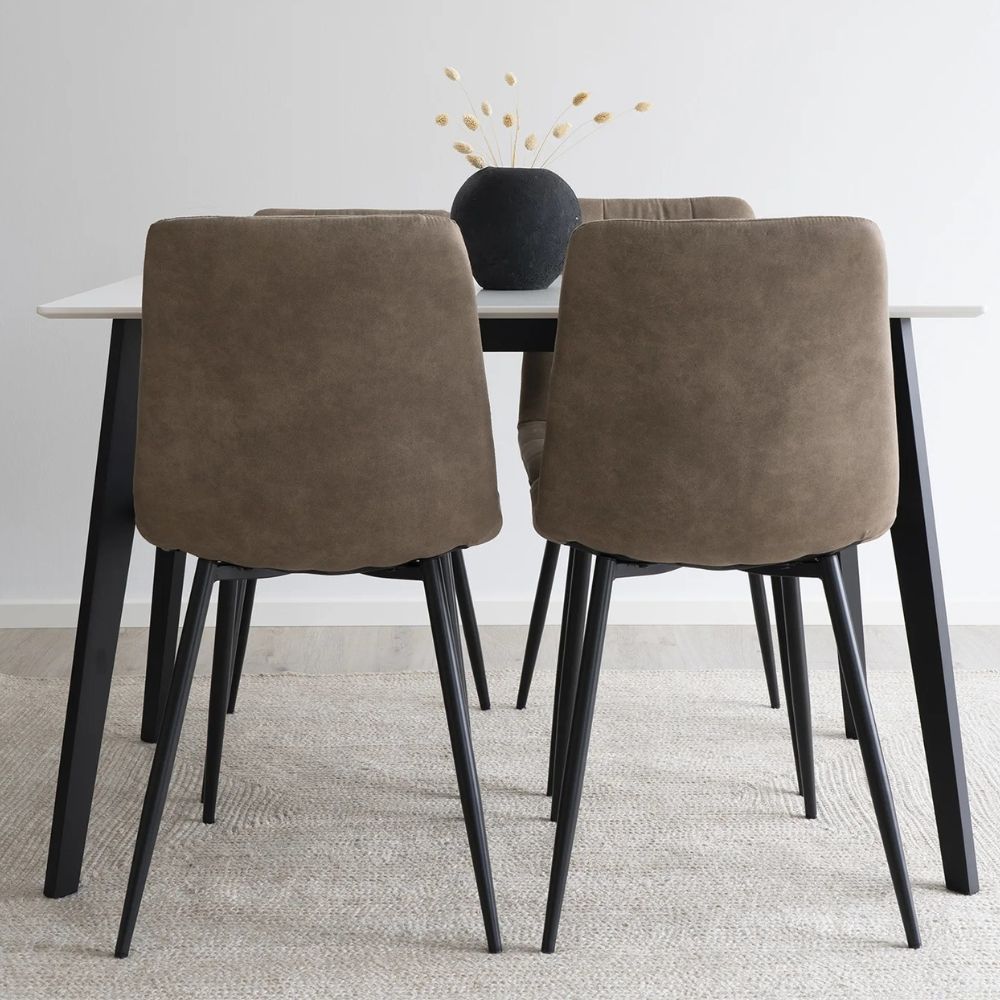 Modernes 2er Stuhl-Set LEIRIA light-braun Mikrofaser