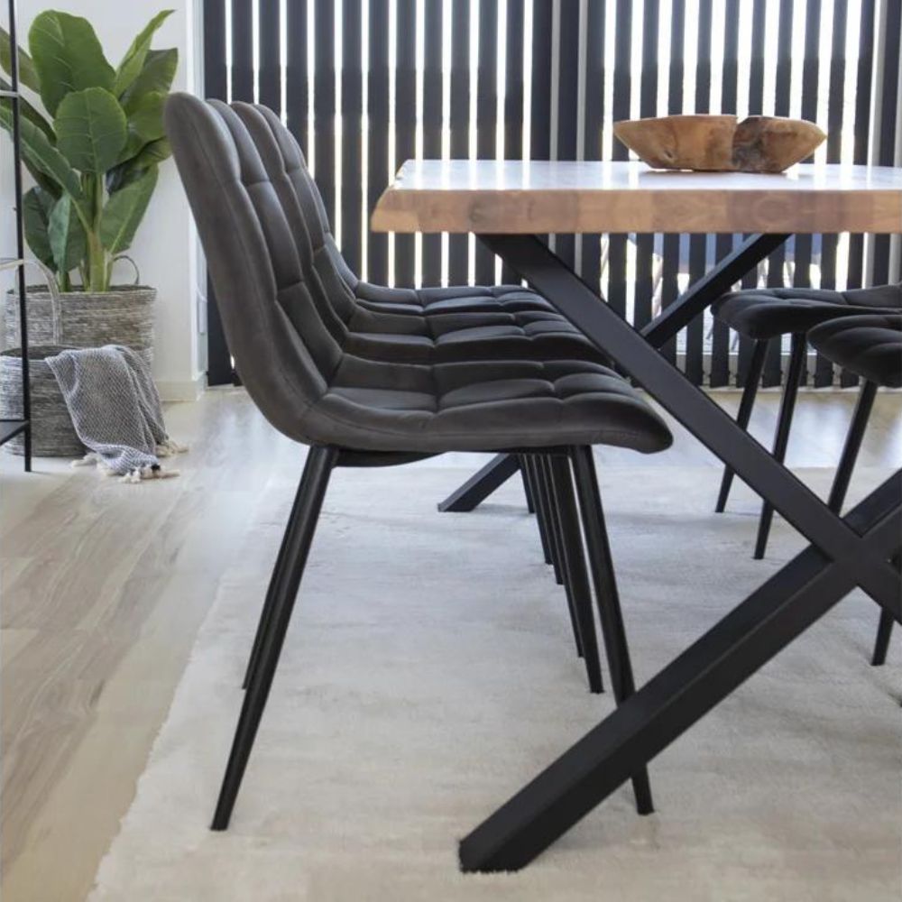 Modernes 2er Stuhl-Set LEIRIA dunkelgrau Mikrofaser