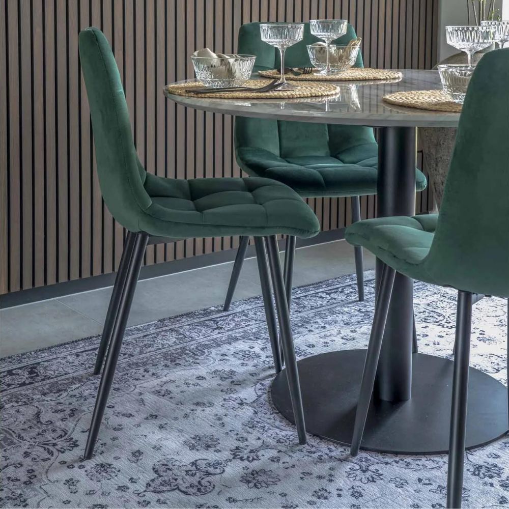 Modernes 2er Stuhl-Set LEIRIA dunkelgrün Samt