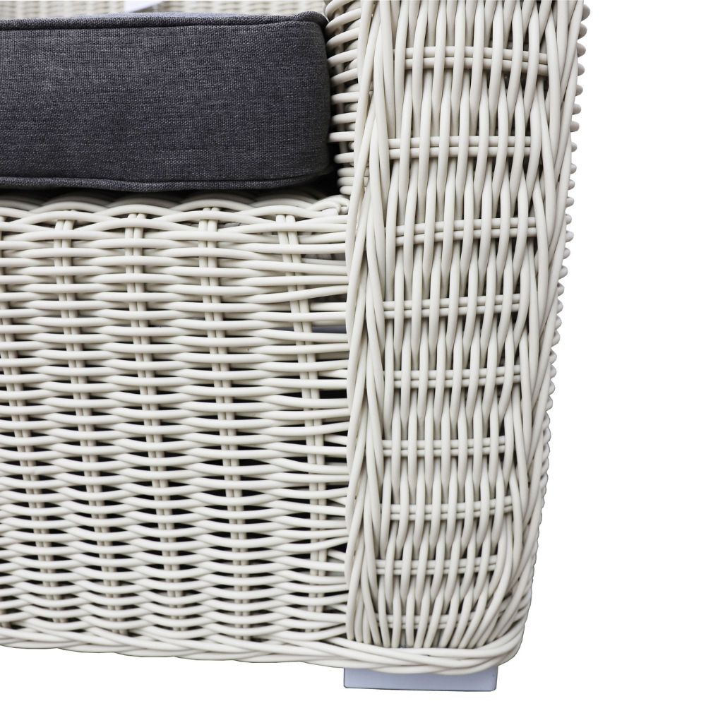 2er Lounge Sofa VITA rundes Polyrattan Eierschalenweiß
